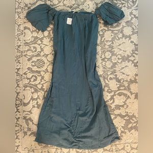 Never been worn, off the shoulder dress with a sweet puffy sleeve.